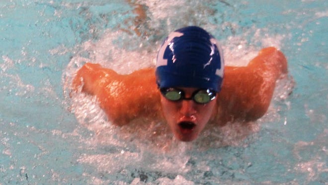 Will Griffith of Highlands swims butterfly at the Scott Eagle Classic swimming meet.