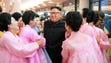 Performers meet North Korean leader Kim Jong-Un at