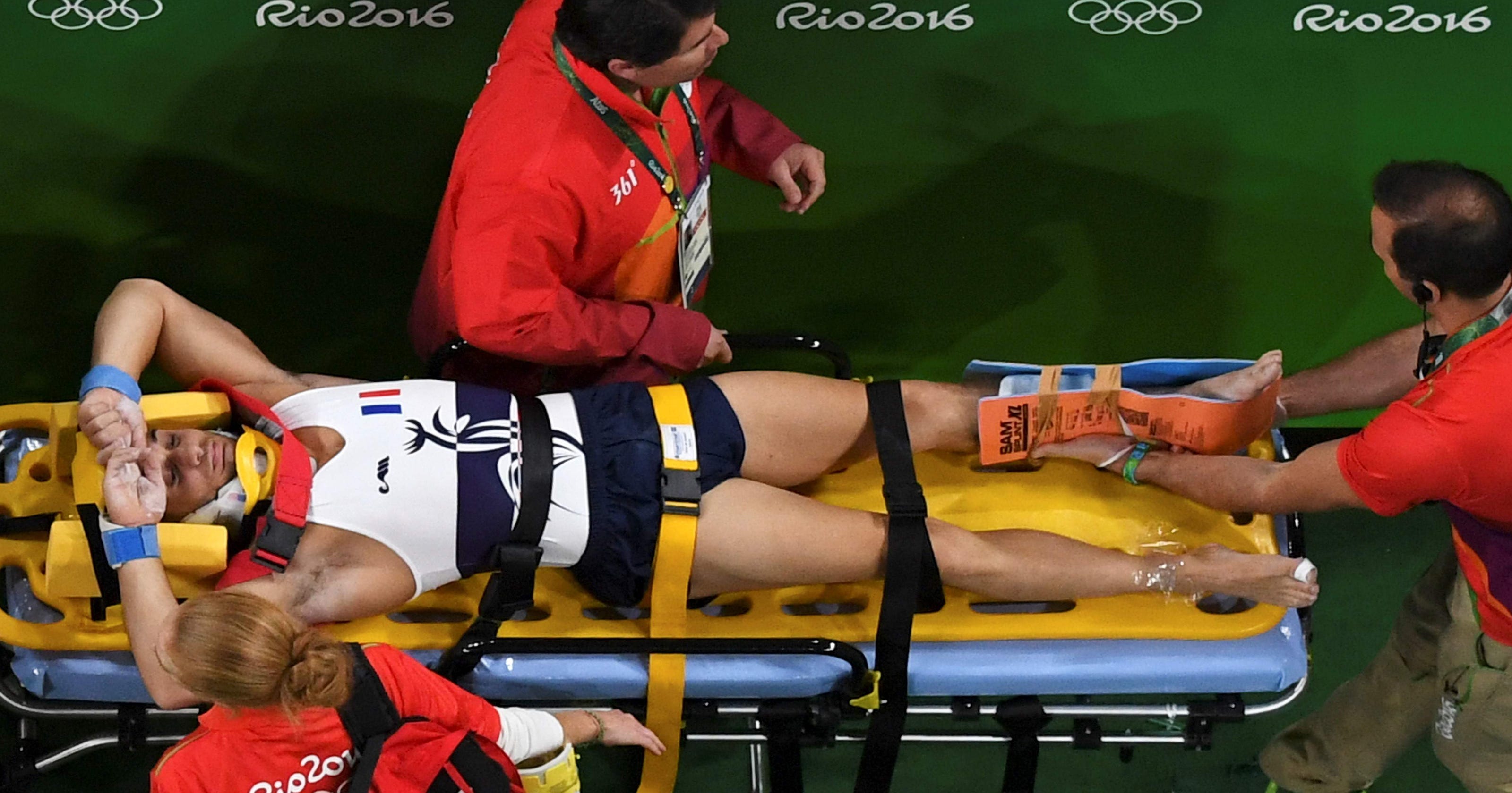 Injured French gymnast Samir Ait Said takes first steps ...