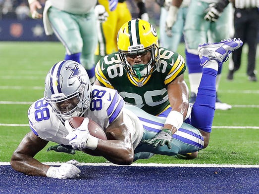 Green Bay Packers cornerback LaDarius Gunter (36) gives