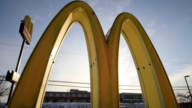 McDonald's restaurant's golden arches in Robinson Township, Pa.