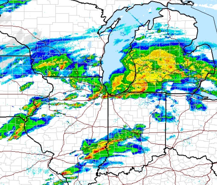 National Weather Service radar screenshot shows storms moving across the U.S. on Feb, 28, 2017.