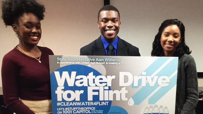 Leon County students, left to right, Imani Lewis, Anthony Reaves and Robyn Seniors will be delivering water to Flint residents during spring break later this month.