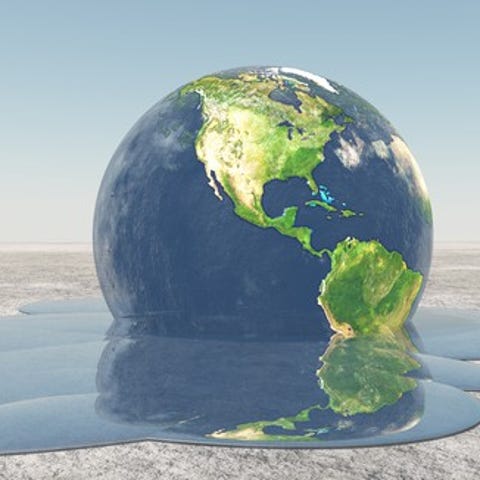 Illustration of earth melting because of global...