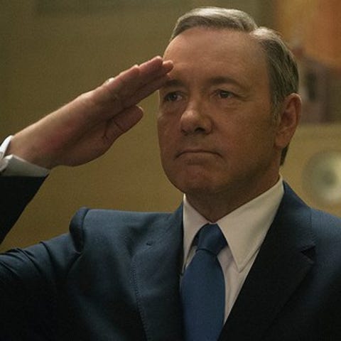 Kevin Spacey saluting in House of Cards.