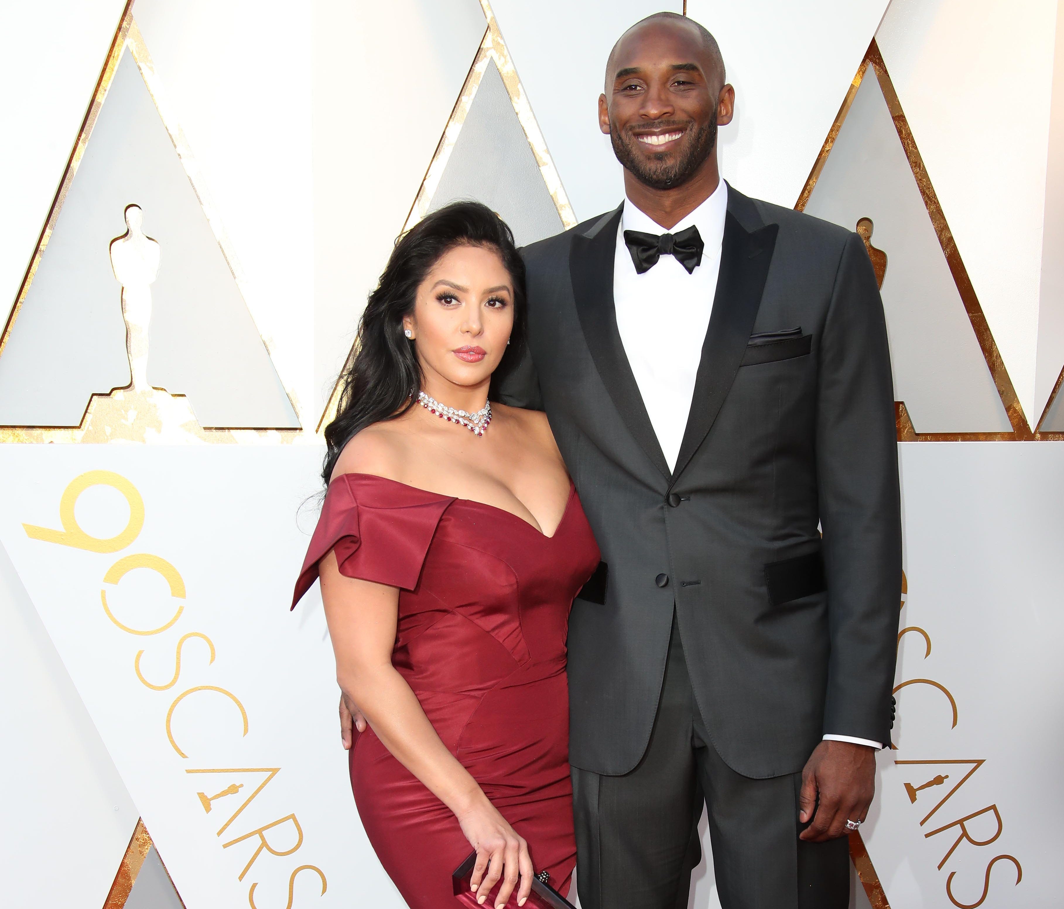 Vanessa Bryant, left and Kobe Bryant arrives at the 90th Academy Awards at Dolby Theatre.