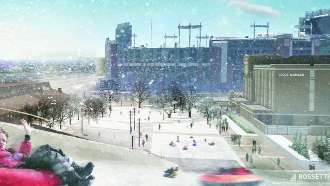 Rendering of the proposed tubing hill experience at Titletown District.
