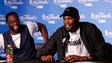 Draymond Green and Kevin Durant at a press conference