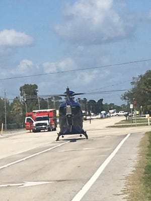 Two people were hospitalized Saturday in a motorcycle crash on U.S. 1 in Grant-Valkaria.