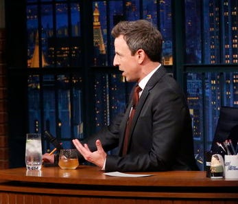 Seth Meyers talked about the new addition to his family on Thursday's 'Late Night' with his brother, Josh Meyers, and his parents, Larry Meyers and Hilary Meyers.