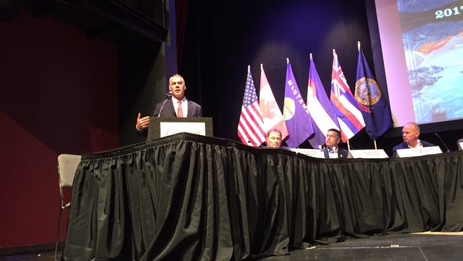 Interior Secretary Ryan Zinke speaks during the Western Governors' Association meeting Tuesday in Whitefish.