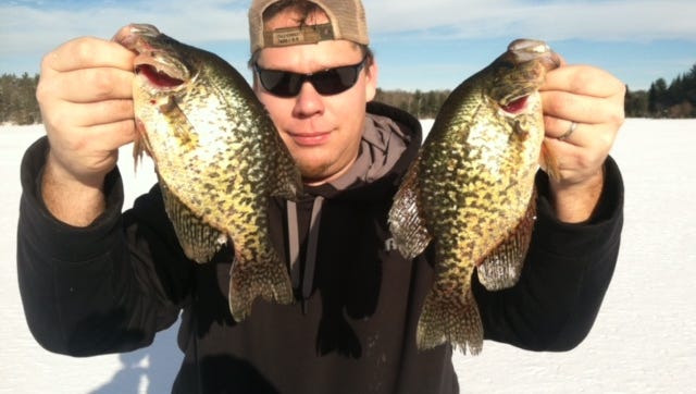 Cory Chard with a couple of nice crappies in the Hayward area.