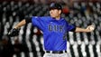 Duke pitcher Nick Hendrix (25) throws to a Clemson