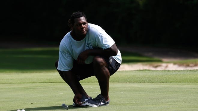 Georgia offensive lineman Isaiah Wilson (79) during the 15th annual Bulldogs Battling Breast Cancer golf tournament at the Georgia Club on Monday, July 8, 2019.