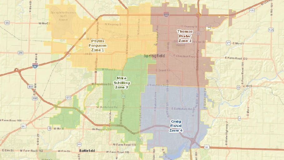 Springfield Mo Zip Code Map Before Springfield City Council Zones, There Were Wards