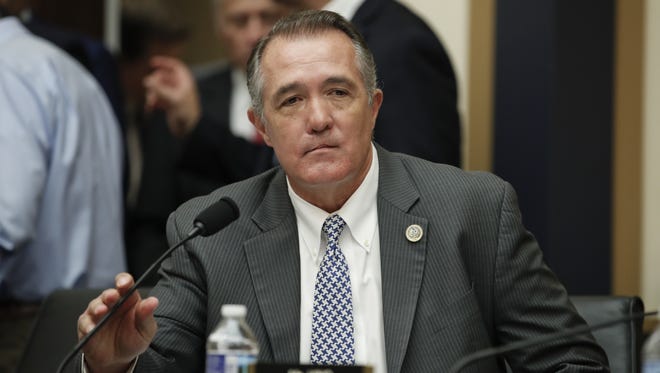 Rep. Trent Franks, R-Ariz., takes his seat before the start of a House Judiciary hearing on Capitol Hill in Washington, Dec. 7, 2017, on Oversight of the Federal Bureau of Investigation.
