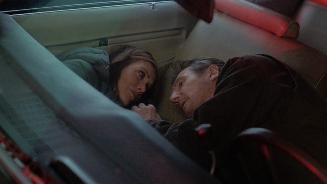 "Tom" (Liam Neeson) and Annie (Kate Walsh) hide out from the bad guys.