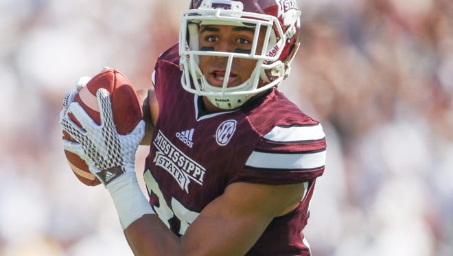 Mississippi State Gabe Myles produced as much as any Bulldog wide receiver until an ankle injury derailed his season.