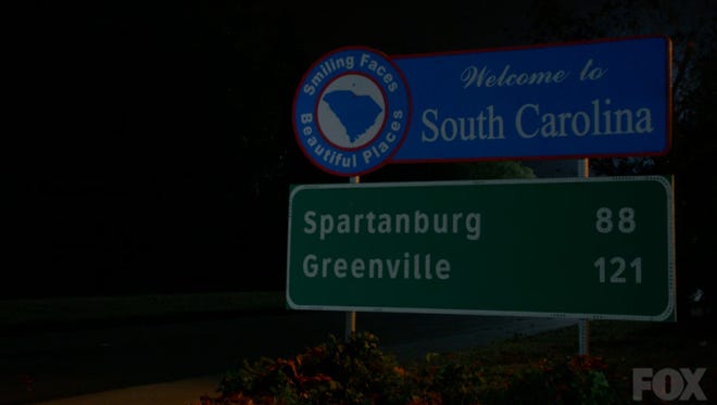 Fox Mulder drives toward Spartanburg and Greenville in the season finale of The X-Files.