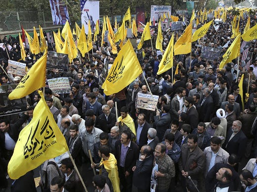 Demonstrators stage an annual anti-U.S. demonstration in Tehran.