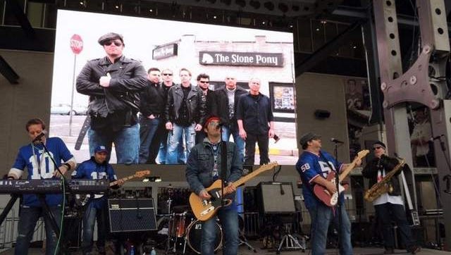 The E Street Shuffle performs live at Met Life Stadium before the Giants game in November of 2014.