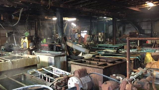 These photos provided by the Michigan Department of Environmental Quality show conditions inside Electro-Plating Service on 10 Mile Road in Madison Heights, which has been ordered to cease operations because of concerns over improper storage of hazardous chemicals.