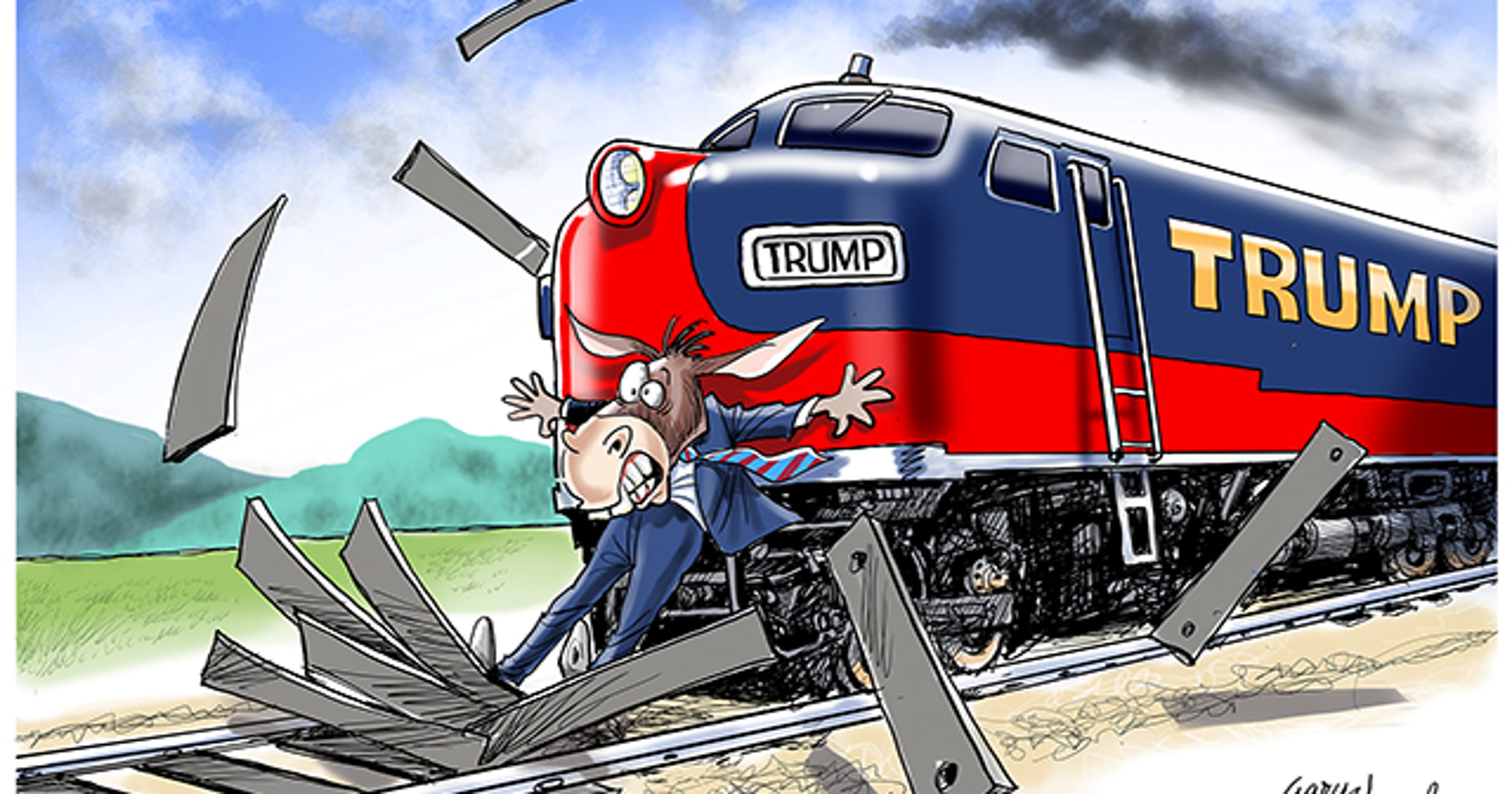 Cartoonist Gary Varvel Stopping the Trump train