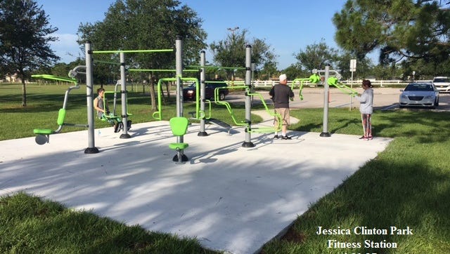 This fitness station is at Jessica Clinton Park off Southbend Boulevard.