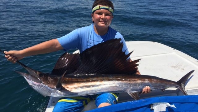 Jesse Capwell, 16, of Palm City, caught and released this sailfish while fishing aboard his 17-foot skiff with a live cigar minnow near Bull Shark Reef.
