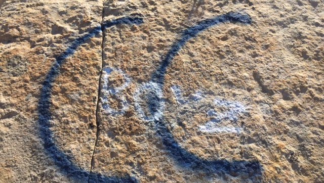 Vandalized white sandstone was found Nov. 2 in Snow Canyon.