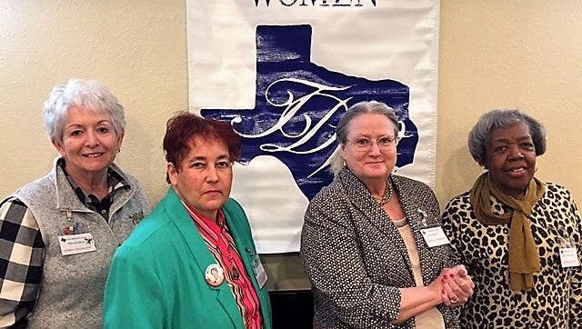 The officers for 2018-19 for Texas Democratic Women of the Wichita Area were installed during the January meeting. TDW-WA meets the second Monday of every month at Luby’s Cafeteria.  The officers are (l to r) Terry Gilleland, treasurer; Natalie Cole, secretary; Carolyn Harmon, president; and Barbara Reed, vice president.