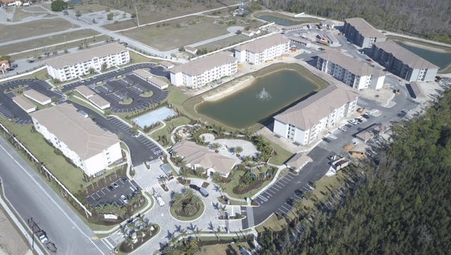An aerial view of Milano Lakes, a new luxury apartment community off Collier Boulevard in South Naples.