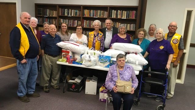 On April 9, members of the Concho Pearl Lions Club gathered to display donations of bedding and household items collected for the San Angelo Family Shelter, which provides emergency shelter and services to victims of domestic violence and their families within a 15-county area.