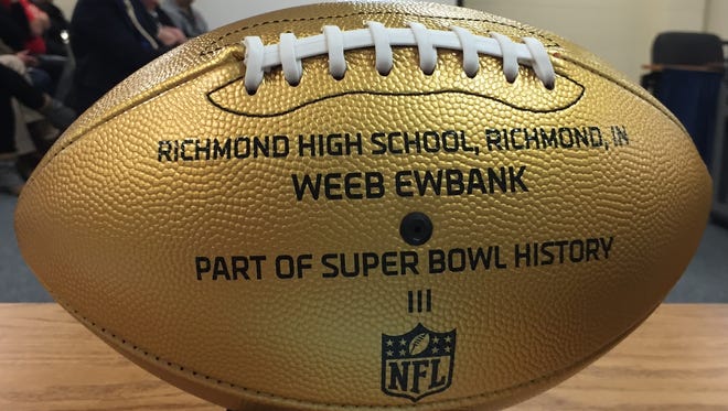 Richmond High School received a commemorative Super Bowl 50 football honoring alumni Wilbur "Weeb" Ewbank. High schools that produced players and coaches who made an impact in the Super Bowl received commemorative footballs from the NFL.