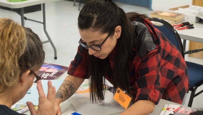 Artist Haydee Alonso teaches an art workshop at the Otero County Prison Facility at an undisclosed date and time.