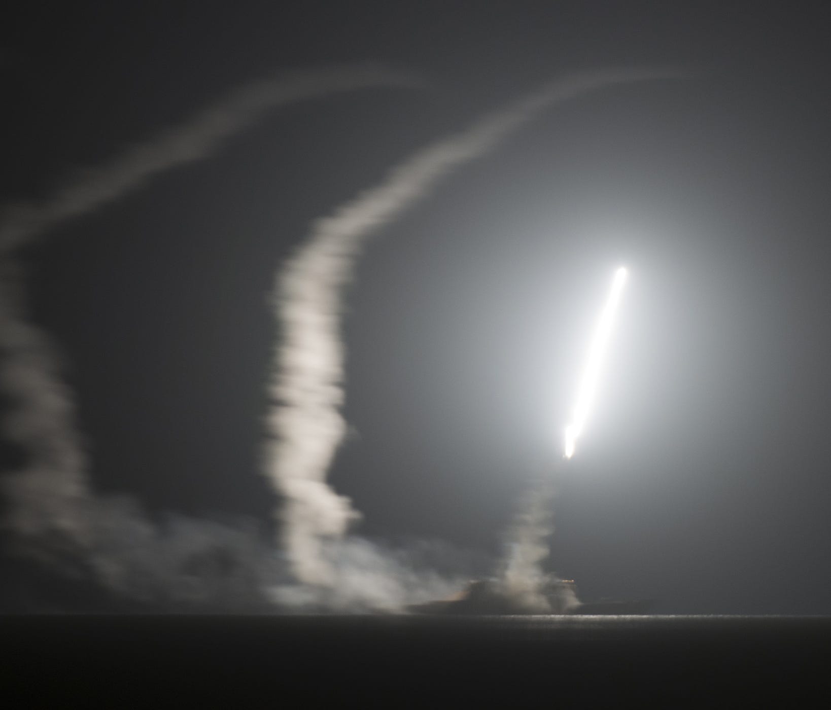 A Tomahawk cruise missile launches off a U.S. destroyer.