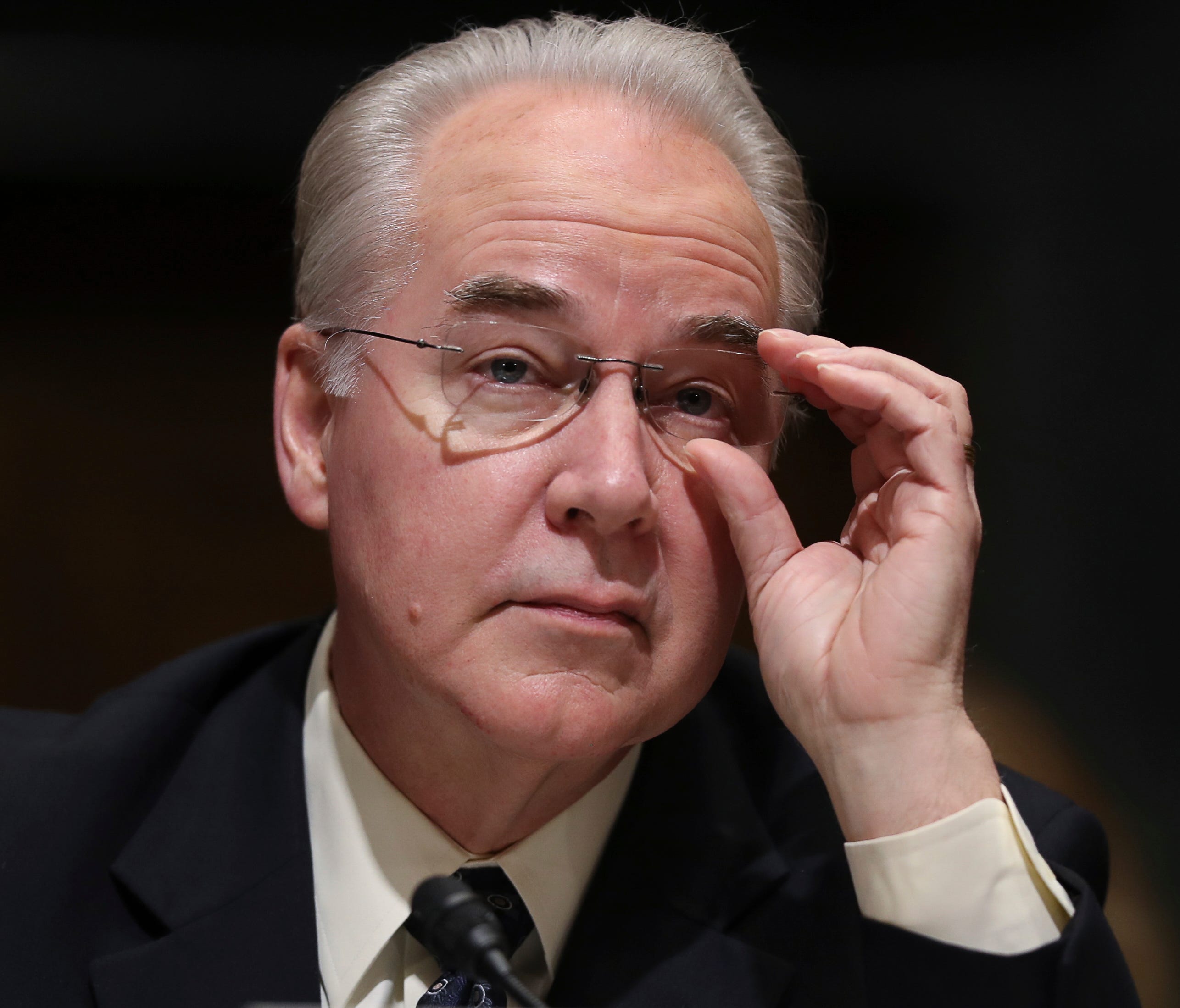 Health and Human Services Secretary-designate, Rep. Tom Price, R-Ga. pauses while testifying on Capitol Hill in Washington at his confirmation hearing before the Senate Finance Committee on January 24, 2017.