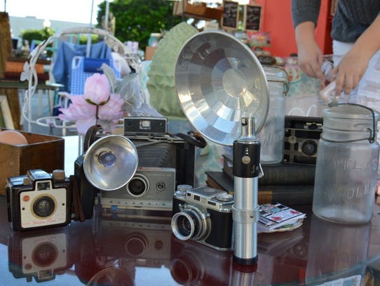 Antique cameras were among the unique items offered