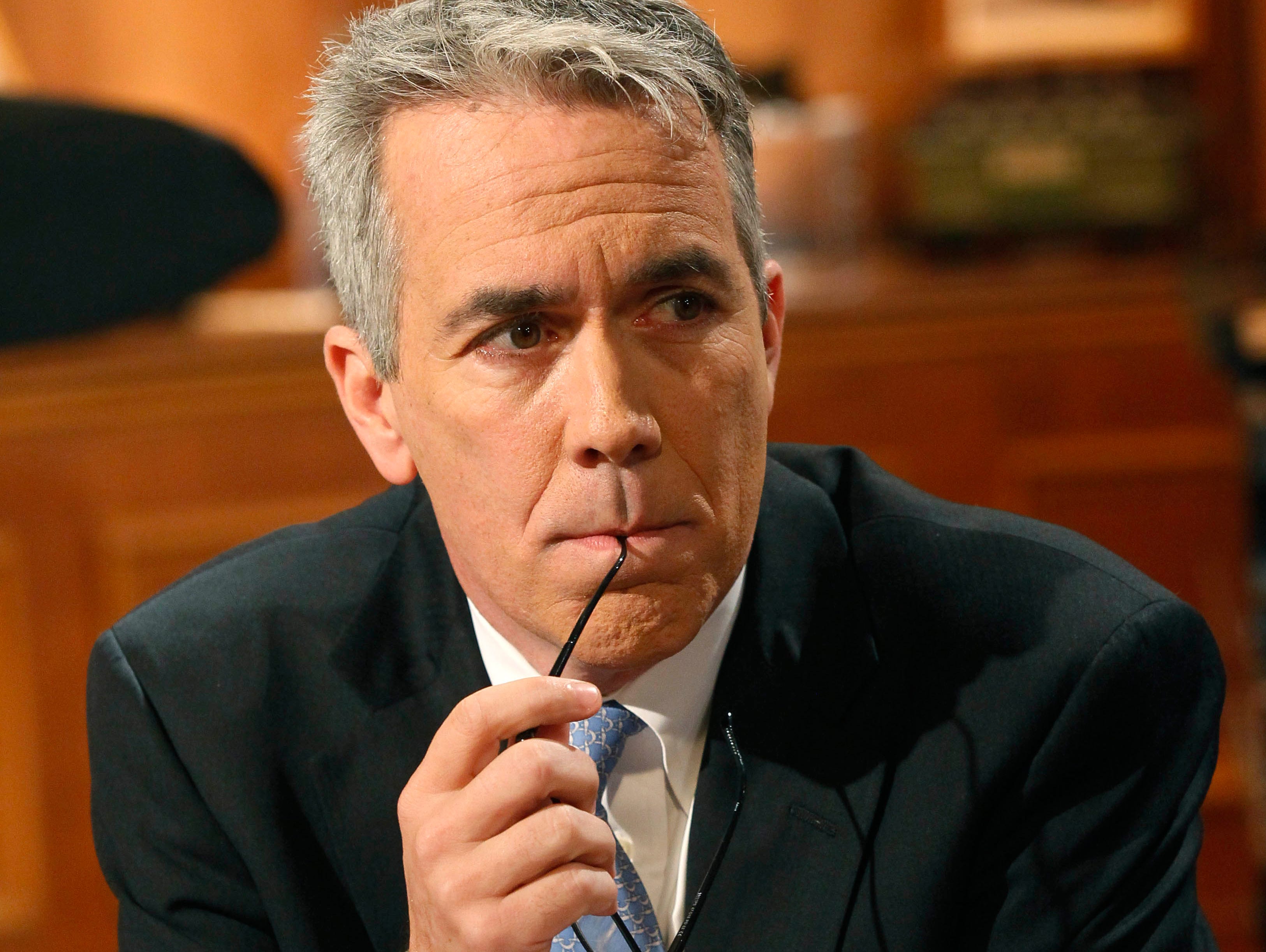 U.S. Rep. Joe Walsh, R-Ill., waits for the start of a televised debate against challenger Democrat Tammy Duckworth at the WTTW studios Oct. 18, 2012, in Chicago.