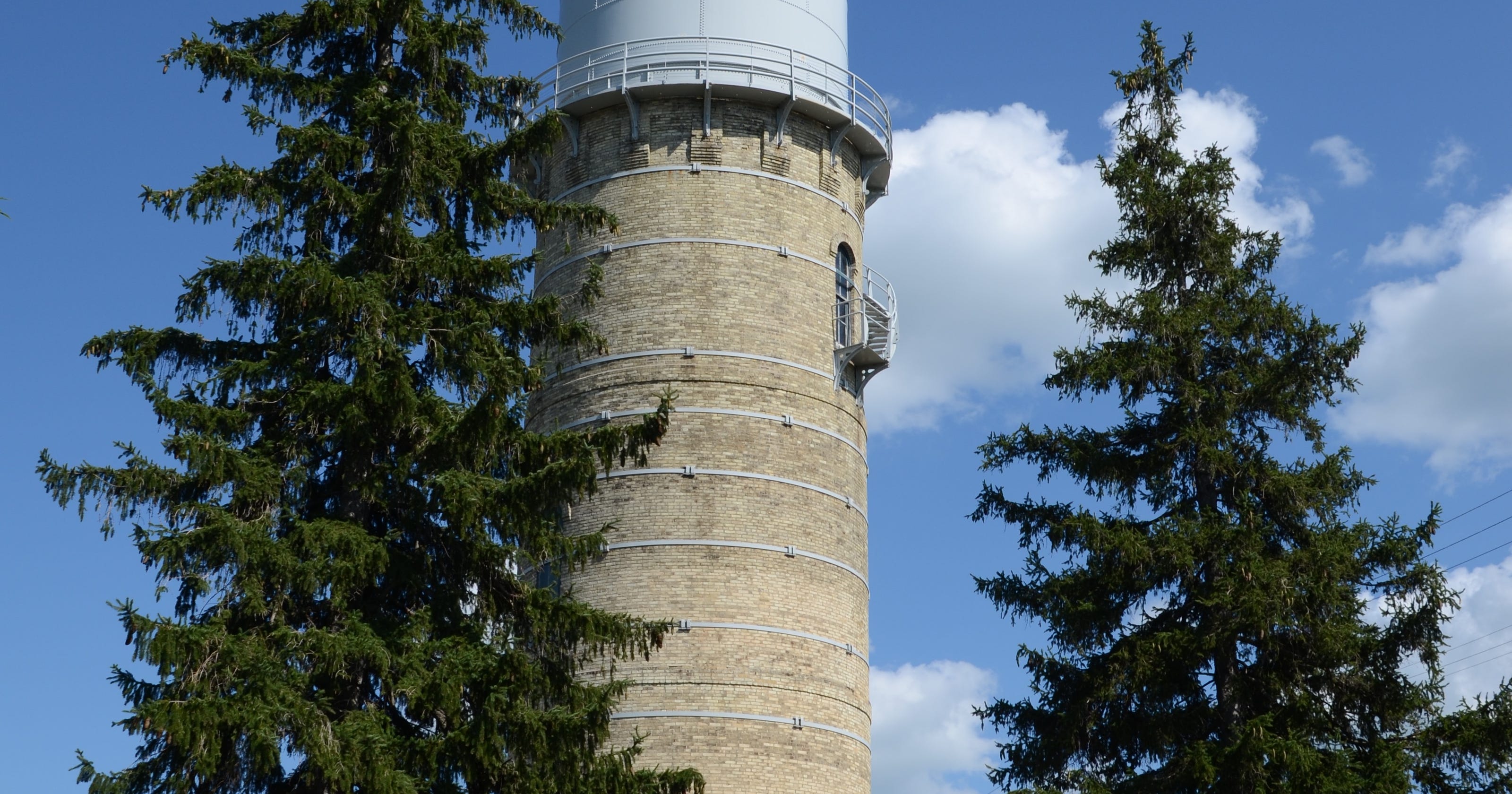 Fort Atkinson’s historic water tower rises high above the prairie