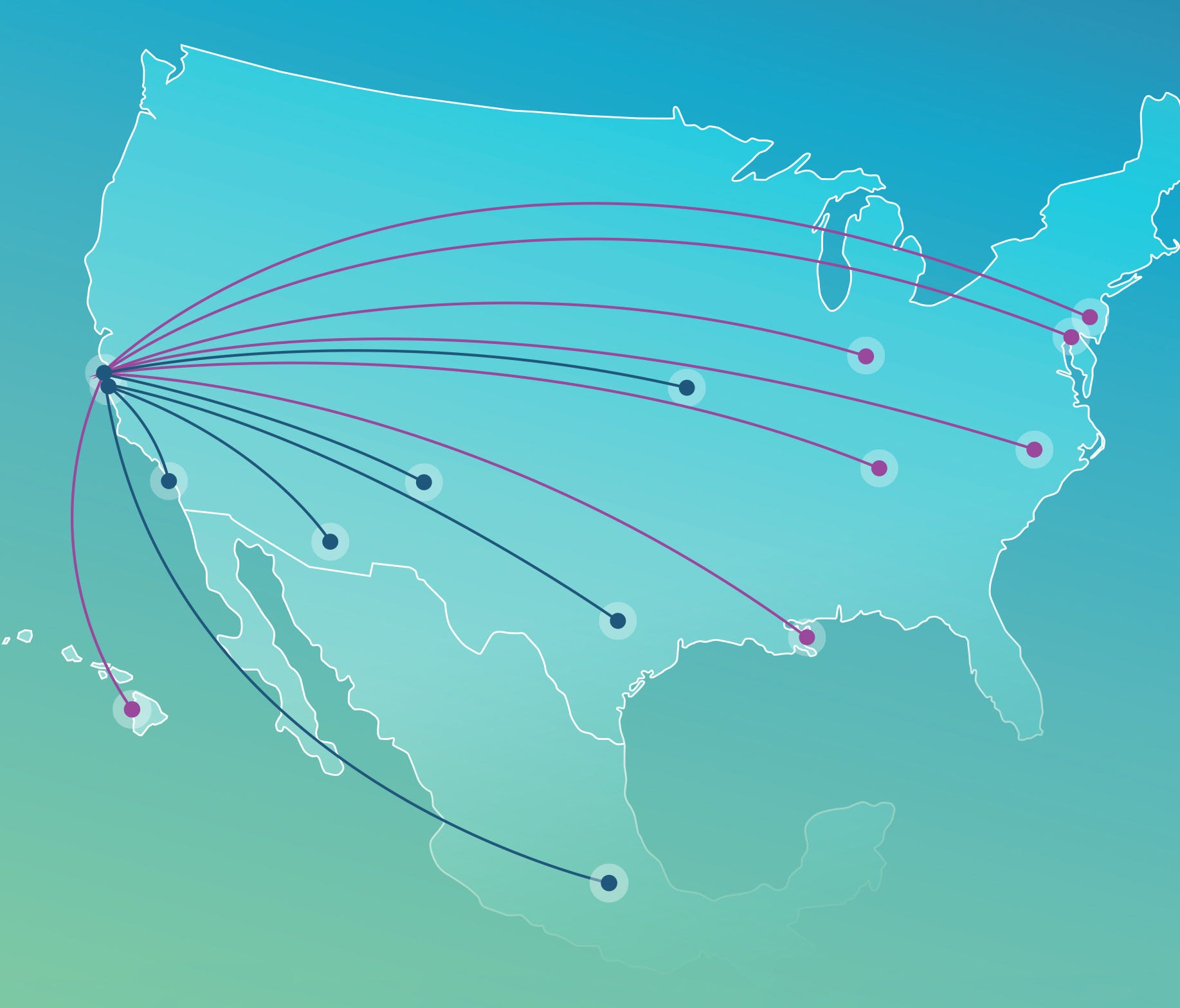 This image provided by Alaska Airlines shows new routes that it announced from the Bay Area of California on March 9, 2017.
