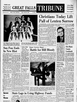 Front page of the Great Falls Tribune on Sunday, March 26, 1967.