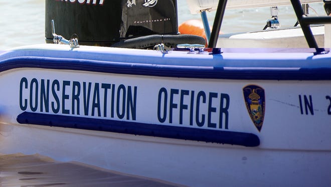Detail of boat belonging to the Indiana Department of Natural Resources.