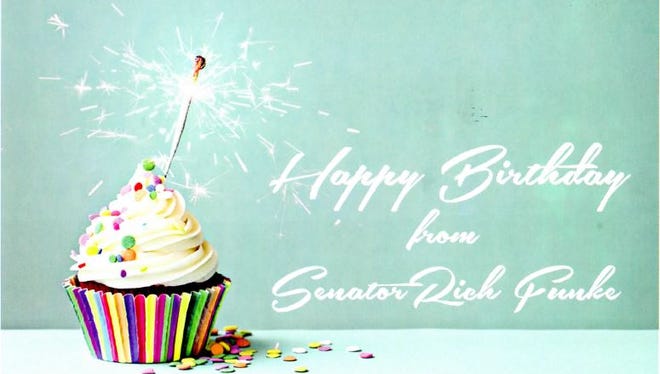 A taxpayer-funded birthday card from state Sen. Rich Funke.