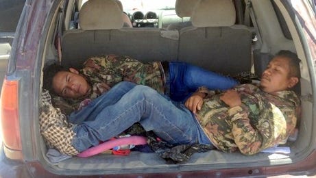 Two of the illegal immigrants were apprehended hiding from view of the U.S. Border Patrol agents.