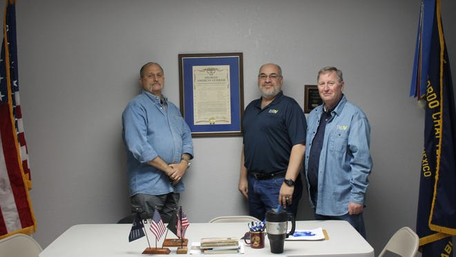 Alamogordo’s Disabled American Veterans Chapter 14 will host a Mobile Services Office to assist veterans with questions about VA benefits May 11 between 9 a.m. and 4 p.m. DAV members at their Alamogrodo office, 2230 Lawrence Blvd., (L to R) C.W Rodgers, Alan Berg and Dan Wilcox.