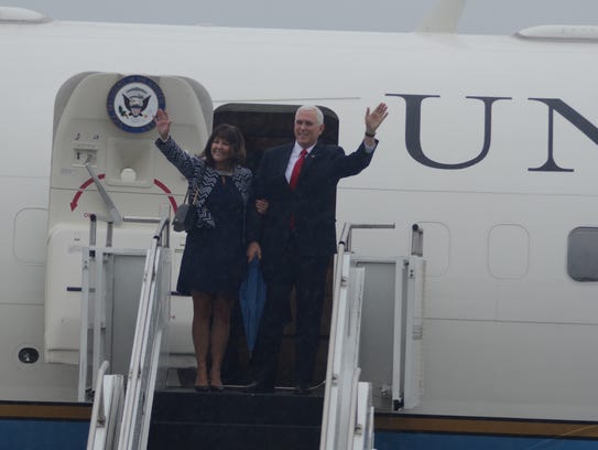 Vice President Mike Pence and his wife, Karen, emerge