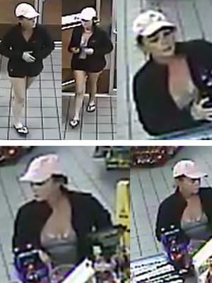 Police are looking for information on this woman said to have used a stolen credit card at a West Tennessee Street gas station.