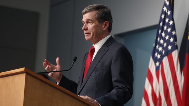 North Carolina Gov. Roy Cooper speaks during a briefing at the Emergency Operations Center in Raleigh June 2.