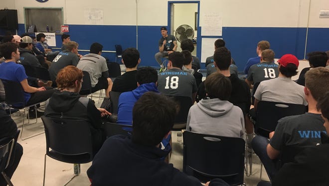 Former Westfield High School student Sam Tooley was among the speakers at “The Guy Thing 2018,” a program designed to connect teenagers with their peers and caring adults to discuss such difficult topics as anxiety, bullying, divorce, academic stress, depression, risky behaviors and more.